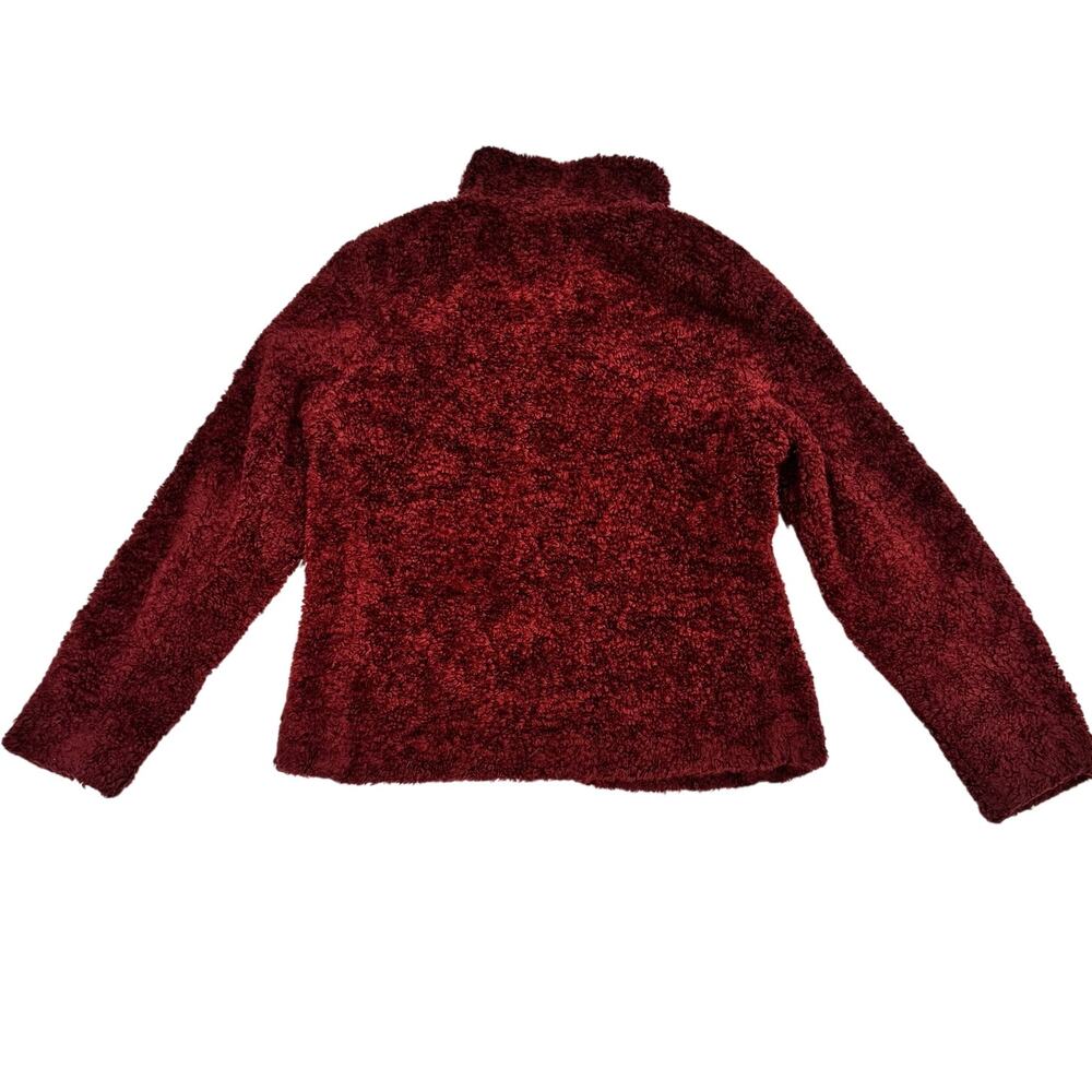 Pendleton Sherpa Teddy Fleece Jacket Burgundy Plaid Trim M - Picture 2 of 10